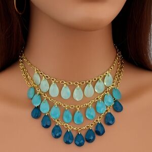 Women’s Gold Multi-Layer & Multicolor Necklace - Ombre  Beaded Statement Jewelry
